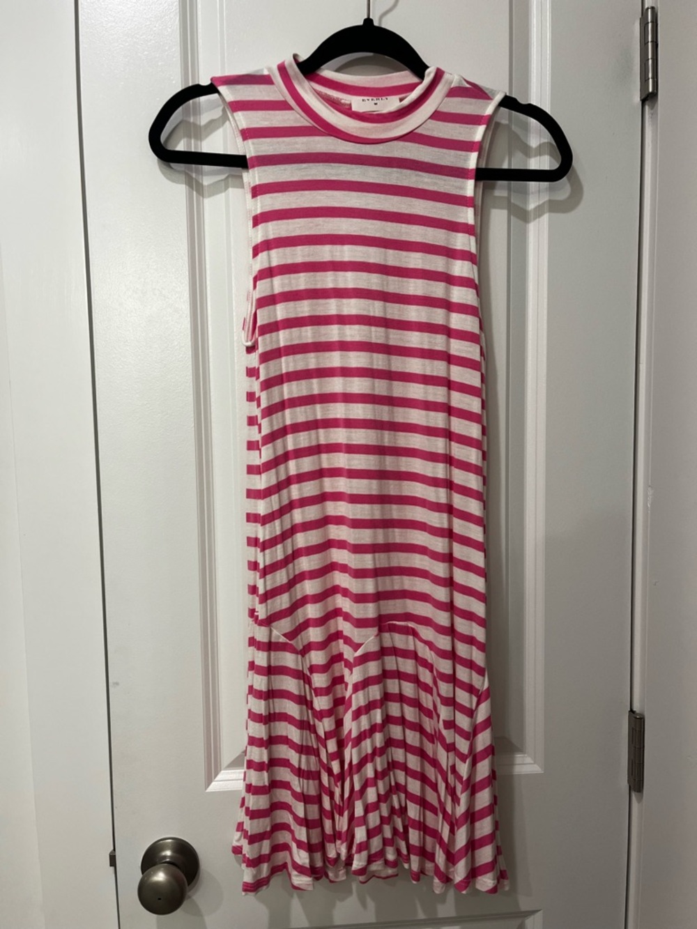 Striped Pink & White Sleeveless Knit Dress